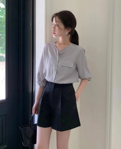 韩国东大门春夏季新款时髦洋气复古百搭减龄休闲衬衫