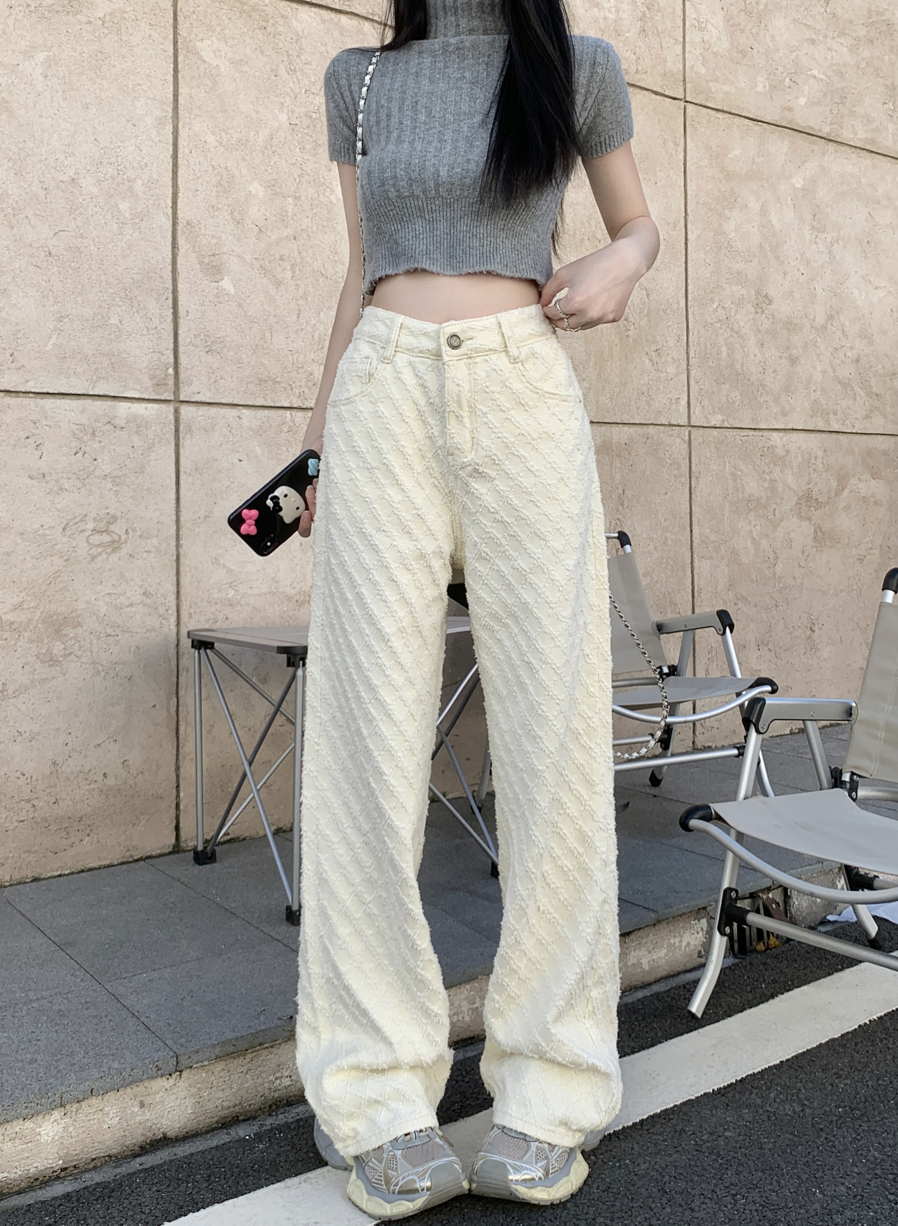 Actual shot of new jacquard casual jeans