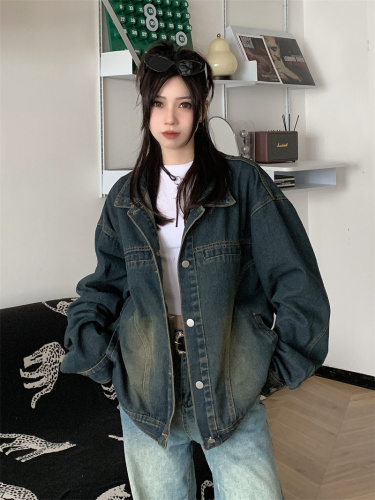 Denim jacket for women spring and autumn new Korean style retro Hong Kong style short style high-end street top