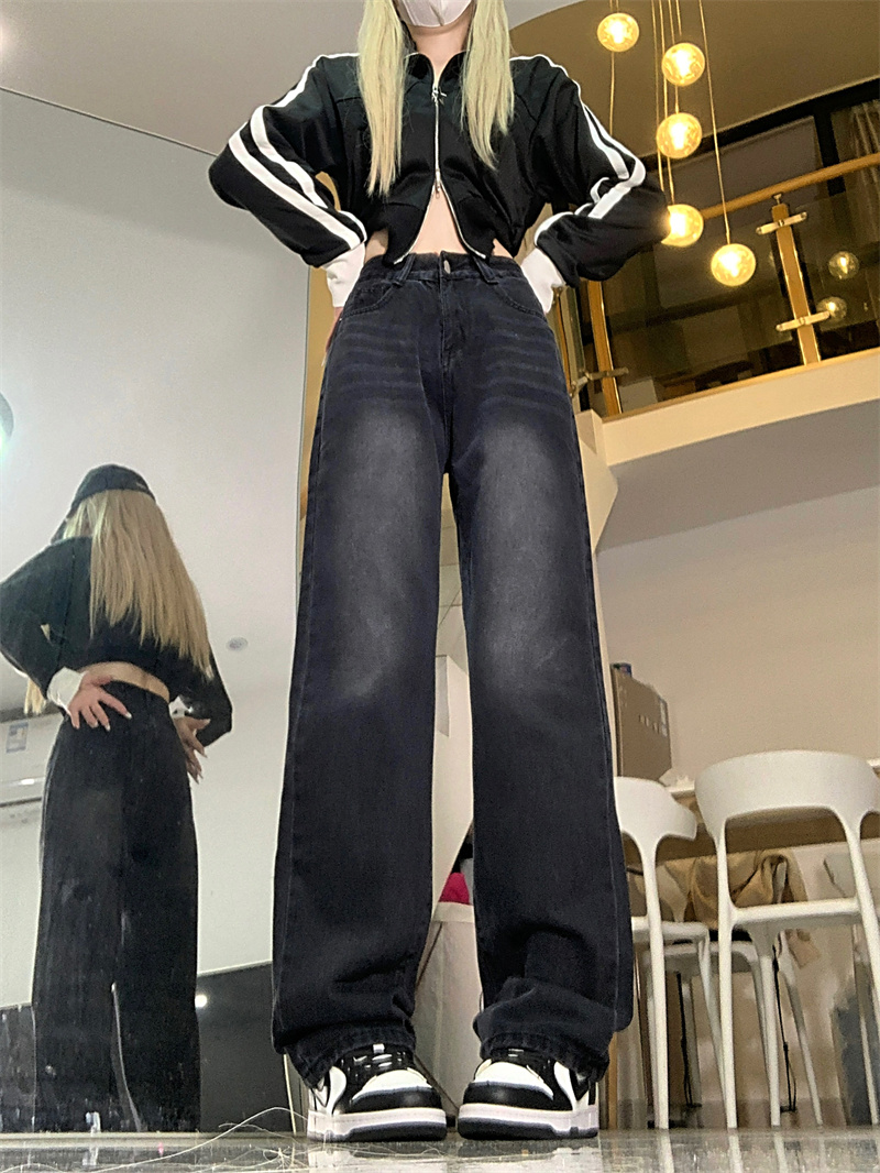 Real shot!  High-waisted retro jeans for women, new spring and autumn narrow version, straight, versatile, slimming trousers, high street fashion
