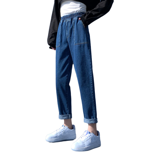 Real shot of jeans women's straight loose spring wear 2024 college style carrot harem pants slimming dad pants