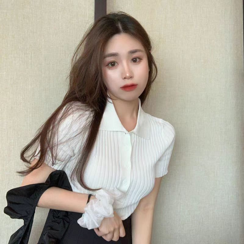 夏季新款超火cec針織短袖心機小眾t恤女裝ins上衣服潮polo衫