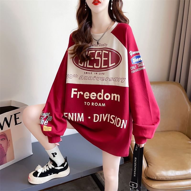 實拍後包領斜紋 上衣薄款圓領衛衣女卡通長袖外套