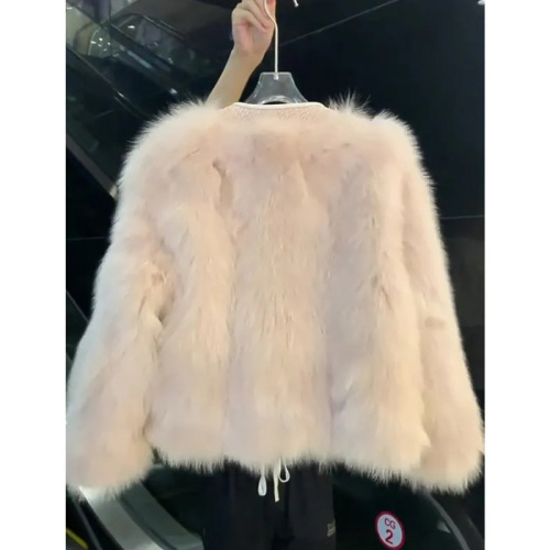 Quality Inspection Official Picture Autumn and Winter New Fashionable Fashionable Socialite Temperament Furry Jacket Design Internet Celebrity Furry Top Women