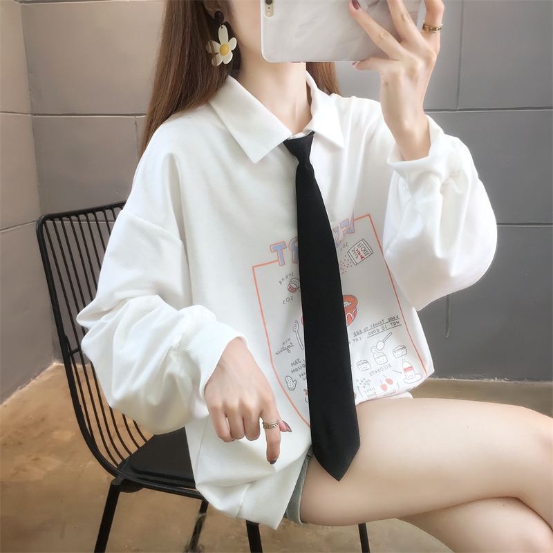 春裝實拍款休閒寬鬆長袖大碼女裝顯瘦上衣衛衣大碼學生裝
