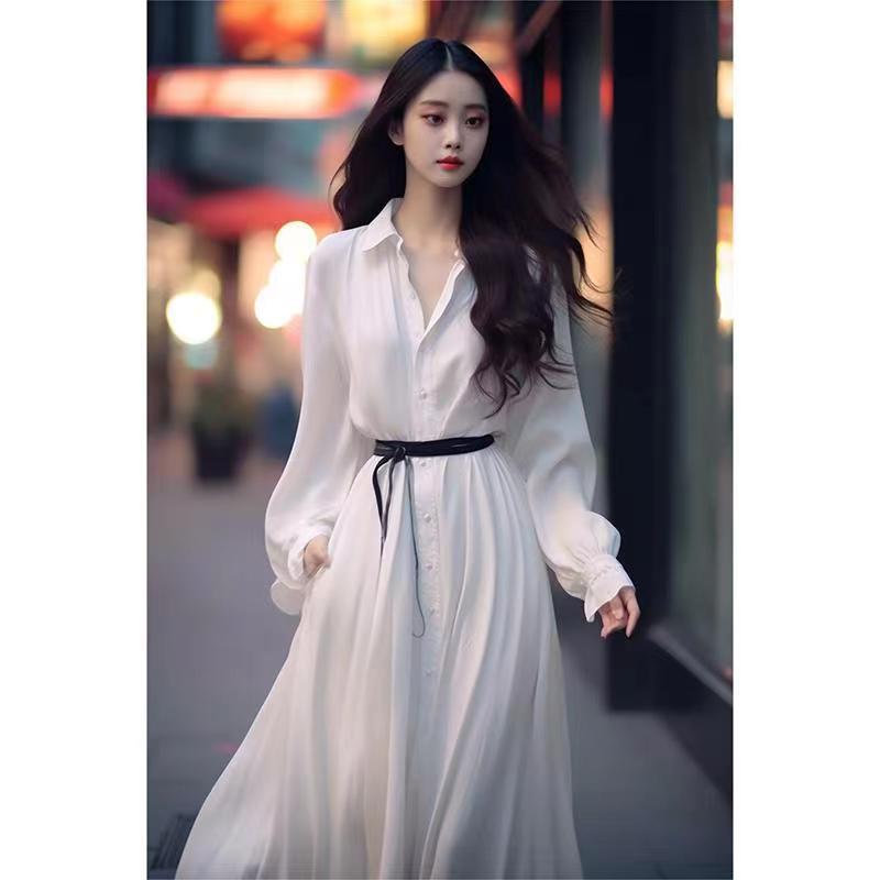 法式浪漫復古穿搭溫柔風獨特氛圍感初戀裙白色連衣裙女2024新款