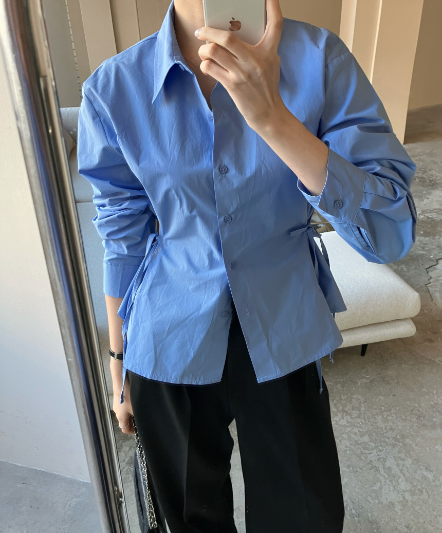 ins 早春 綁帶 長袖襯衫