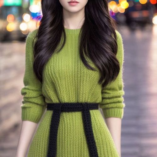 小香风绿色连衣裙新款女秋冬法式绝美配大衣的内搭加厚毛衣裙