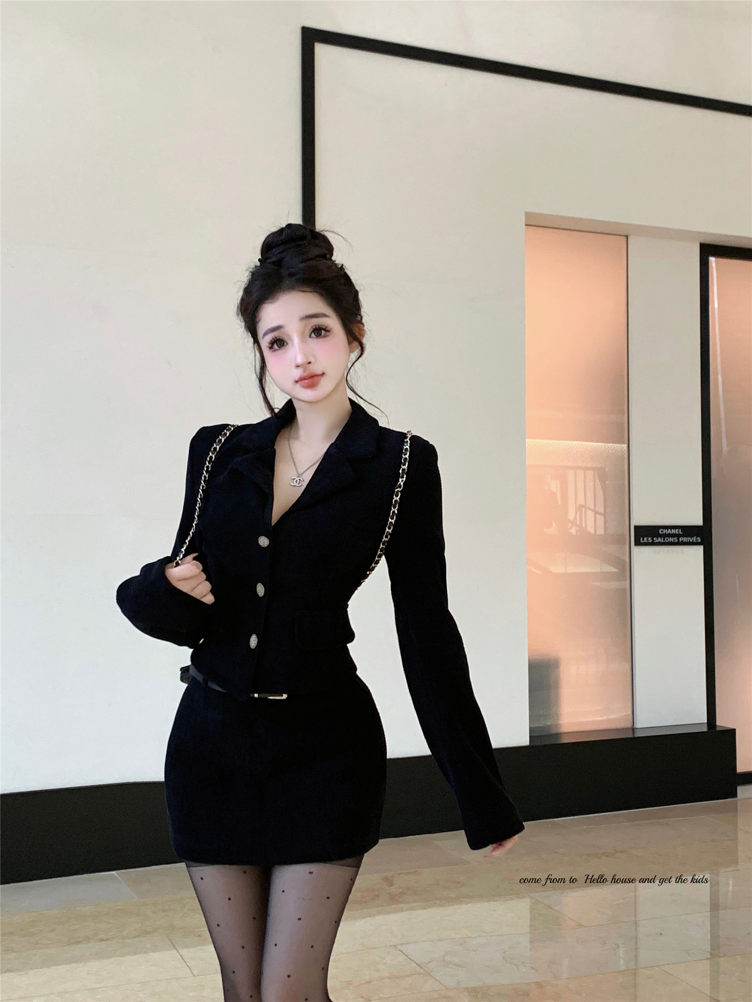 Real shot ~ Xiaoxiangfeng suit winter fashion high-end suit jacket temperament age-reducing skirt two-piece set