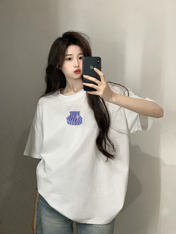 原創~實拍~卡通印花純棉短袖T恤女印花半袖上衣