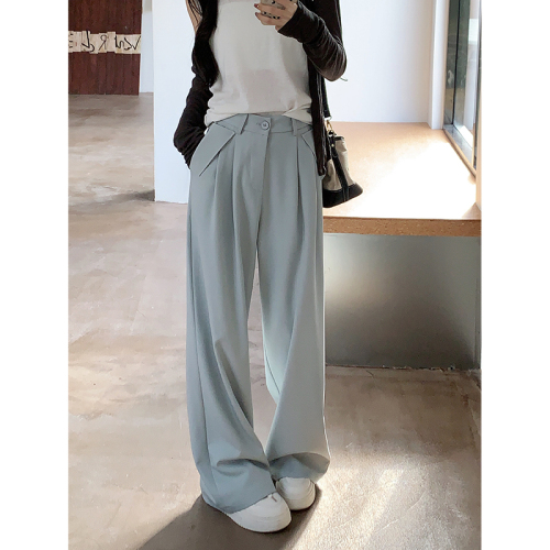 Actual shot of 2024 spring new loose suit pants, casual pants, wide-leg pants for women, high-waisted drapey floor-length pants