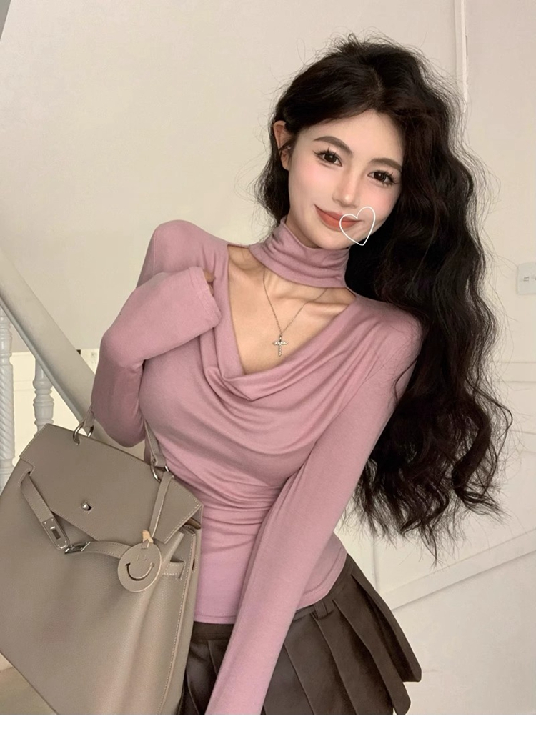 Official photo 92 rayon 8 spandex design pure lusty sexy gentle slim fit bottoming shirt