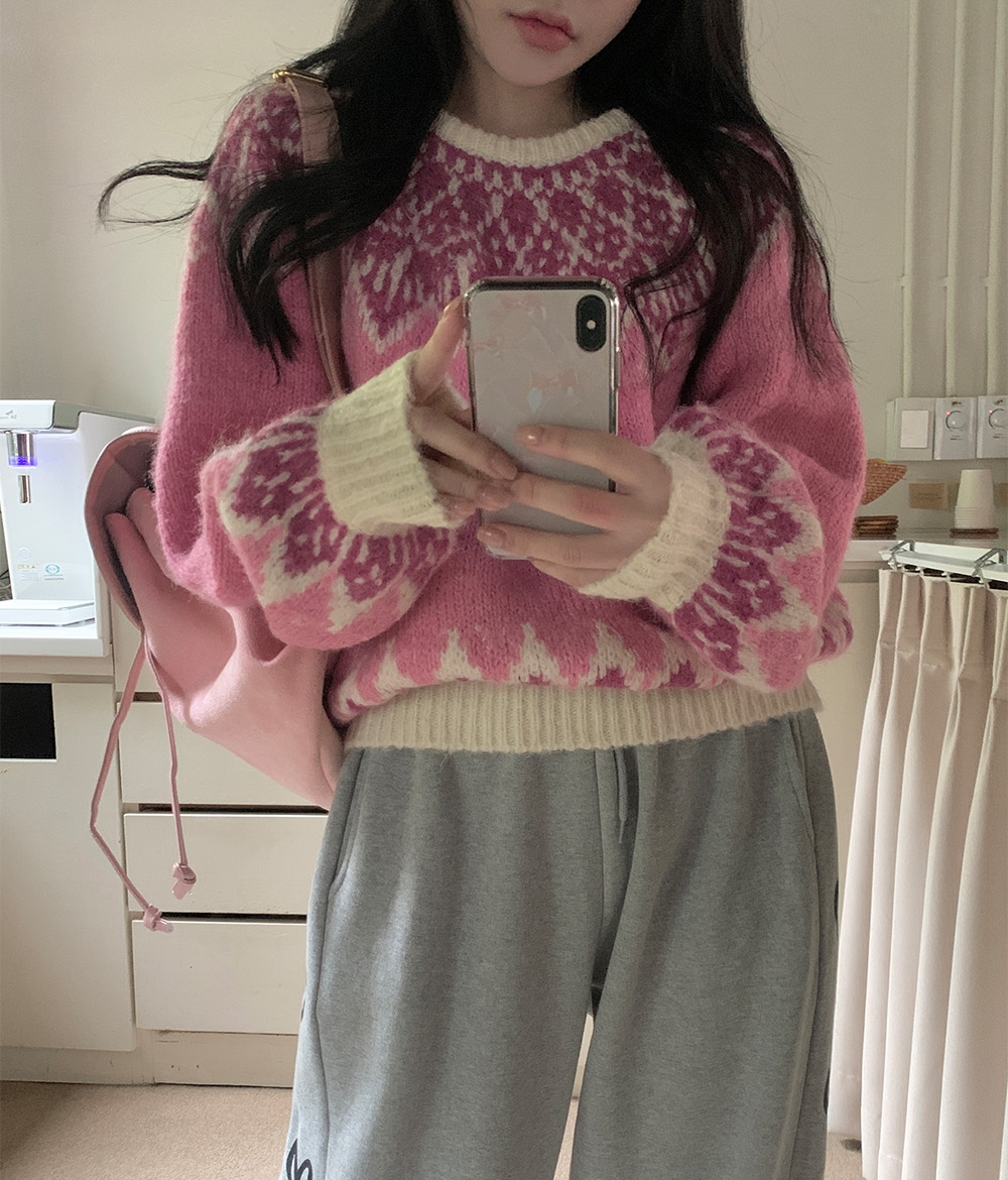 ！INS韓國東大門！秋新款設計感甜妹拼色百搭針織毛衣女