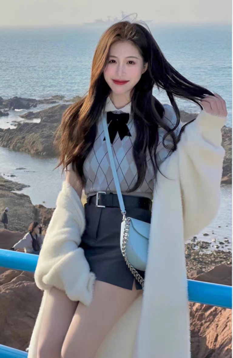 美式復古短袖正肩T恤女夏季設計感小眾小個子泡泡袖針織冰絲上衣