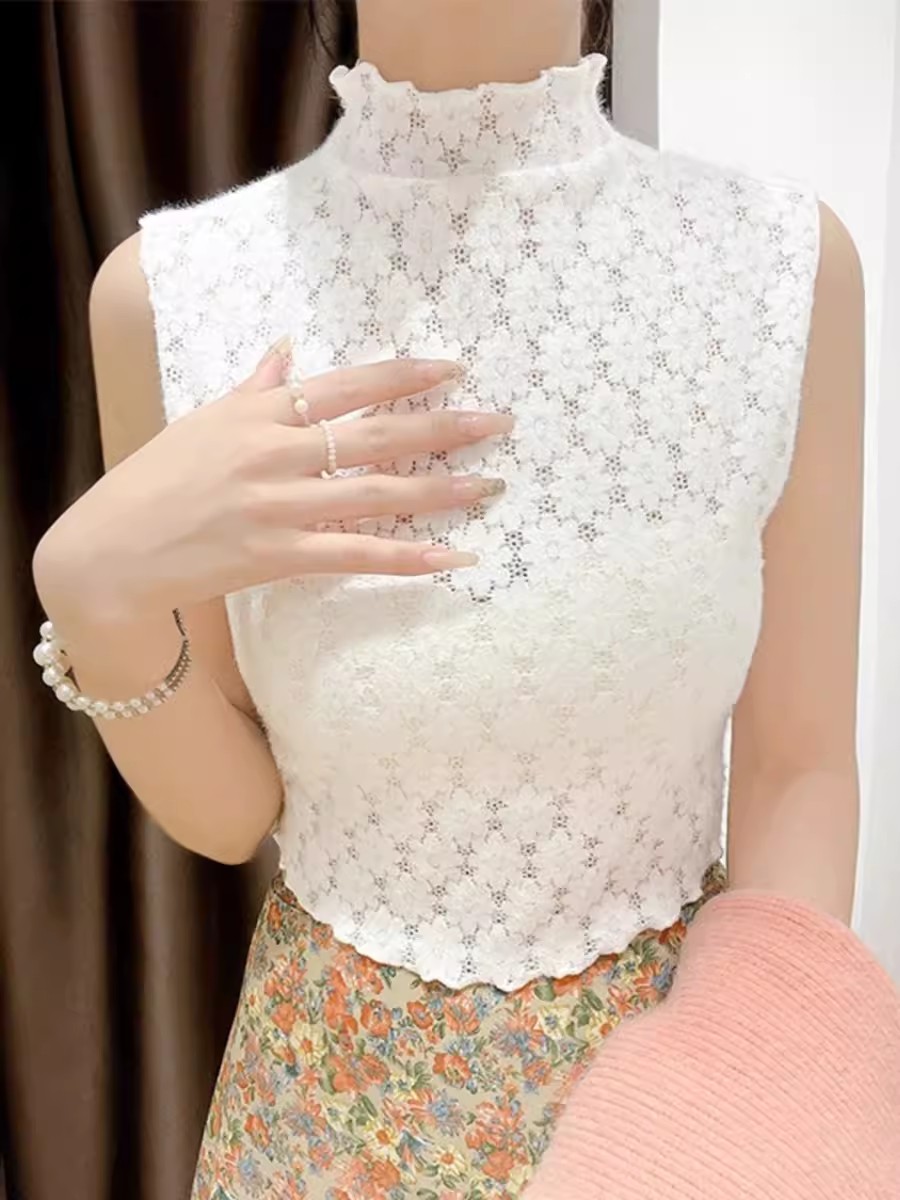 Autumn and winter sweater collar is too low, inner layering vest, mesh fake collar, versatile collar lace for children