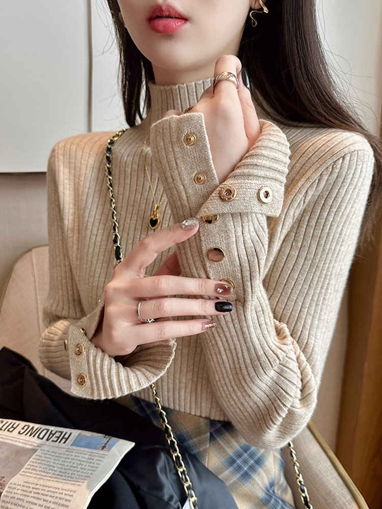 加厚寬鬆針織衫女半高領打底衫洋氣秋冬內搭顯瘦穿搭高級感毛衣