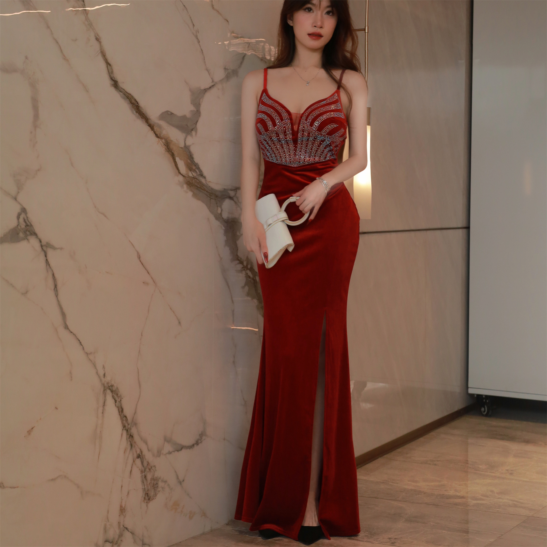 禮服女高端輕奢小眾氣質長款連衣裙夏季車模主持人長裙生日宴會