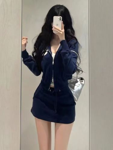 2024 Early Spring Autumn Outfits with a Complete Set of Sweet and Spicy Sexy Girls Sweatshirts and Skirts Two-piece Suits