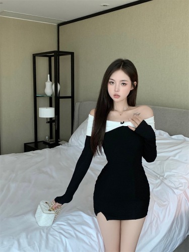 Actual shot ~ 2024 spring new sexy temperament tube top dress for women one-shoulder tight hip skirt
