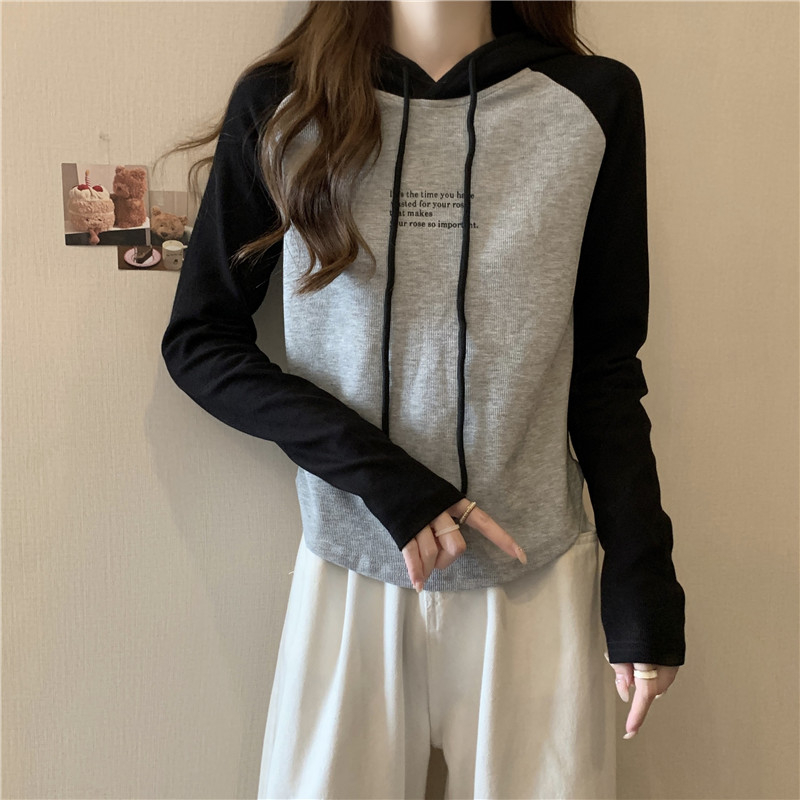 Actual shot of 2024 spring new modal long-sleeved T-shirt women's spring and autumn thin design hooded top trendy