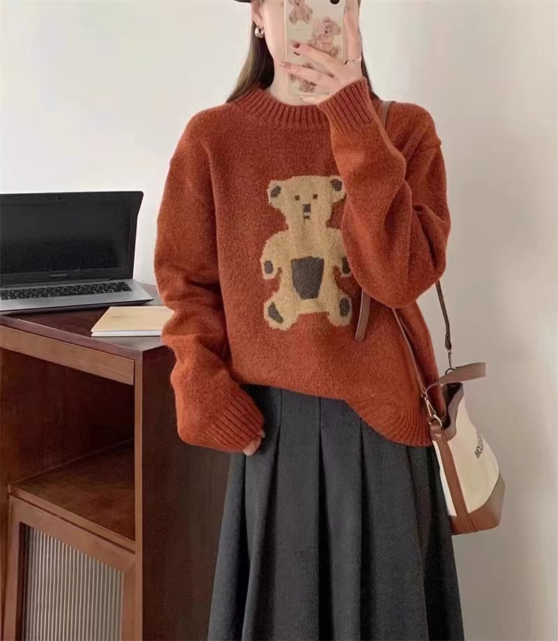 Retro lazy style sweater jacket women's autumn and winter wear 2024 new small knitted sweater tops