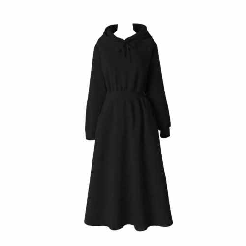 Sweatshirt dress plus size spring and autumn sweatshirt dress women's long slimming high-waisted hooded dress casual skirt