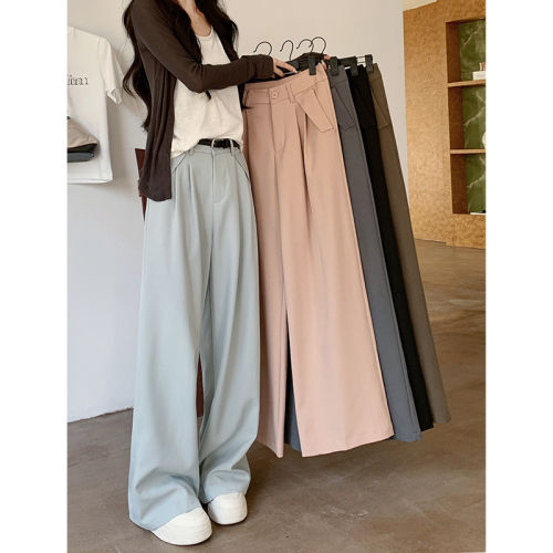 Actual shot of 2024 spring new loose suit pants, casual pants, wide-leg pants for women, high-waisted drapey floor-length pants