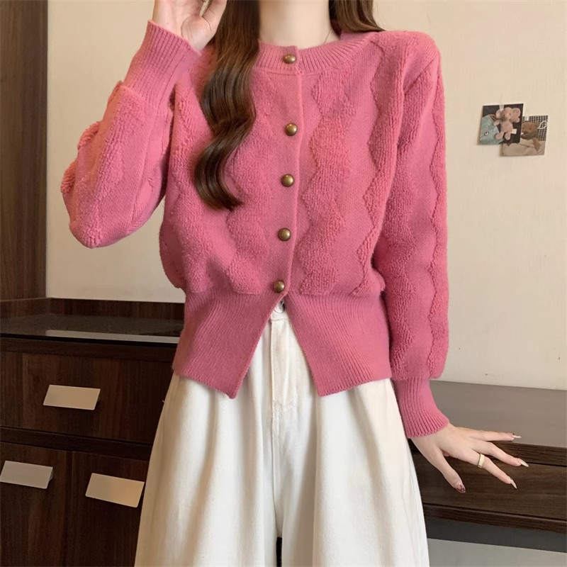 Tmall quality beautiful sweater autumn and winter new style high-end temperament slim top chic knitted cardigan
