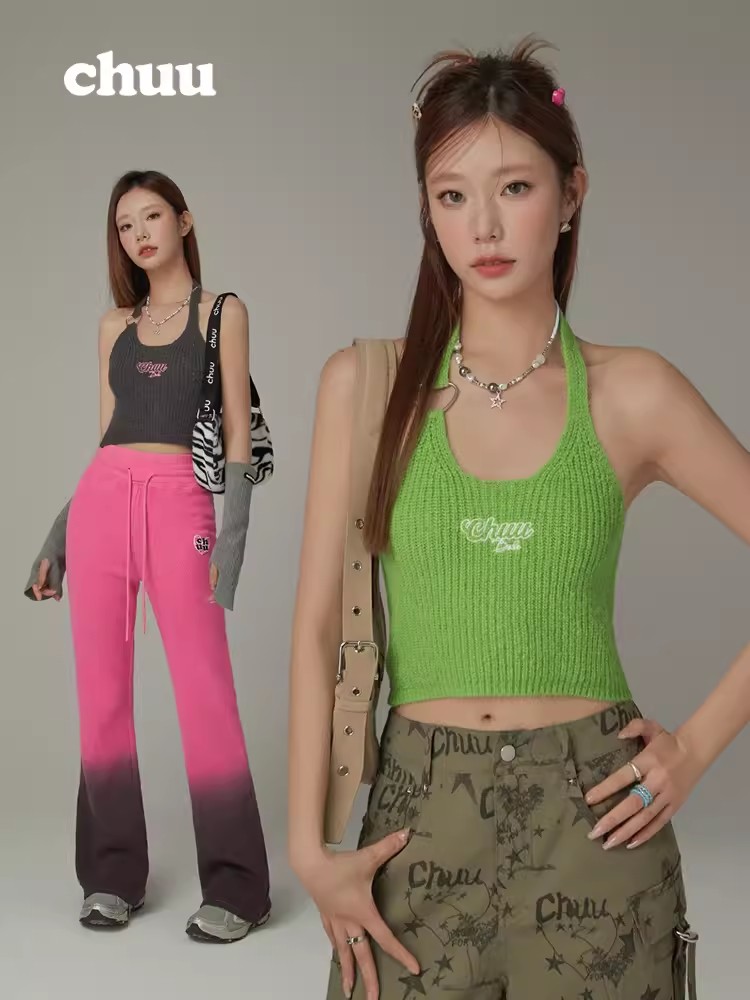 CHUU Love Metal Buckle Halter Vest Women's Winter New Style Letter Embroidered Chic Sleeveless Top