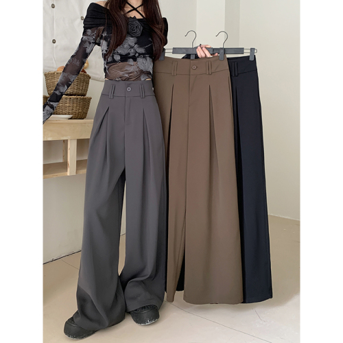 Real shot!  !  Spring new style loose design high-end drape suit pants casual pants women's wide-leg pants