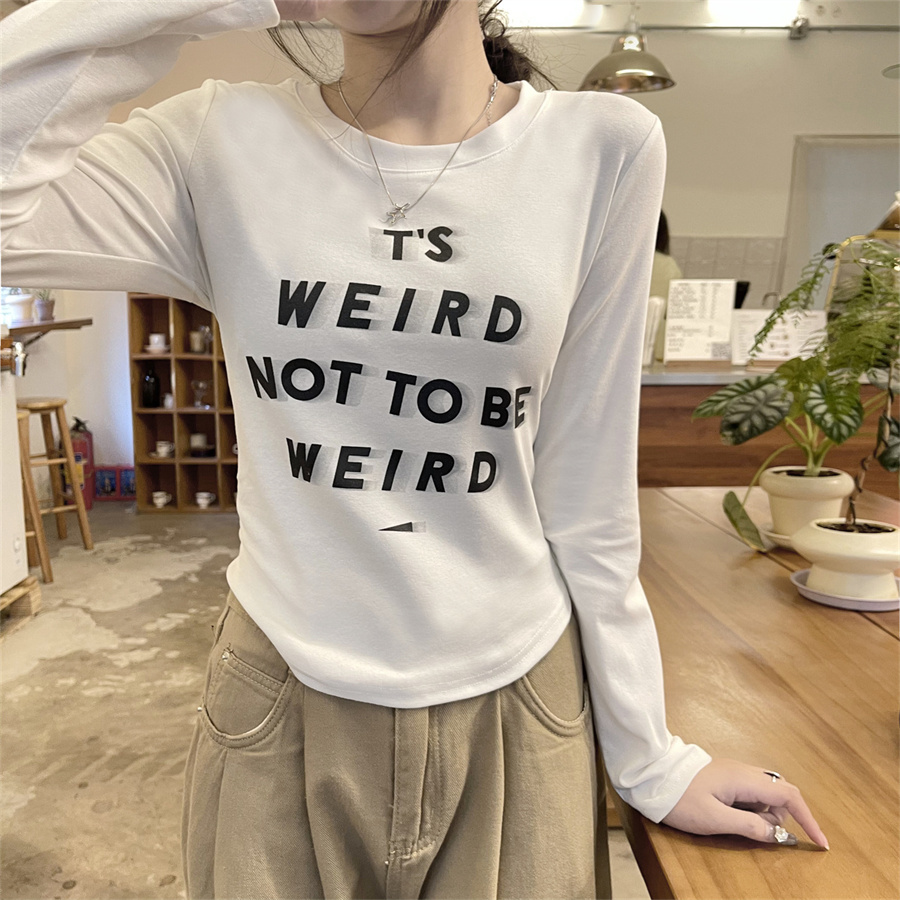 實拍修身長袖t恤女春新款洋氣打底衫內搭上衣