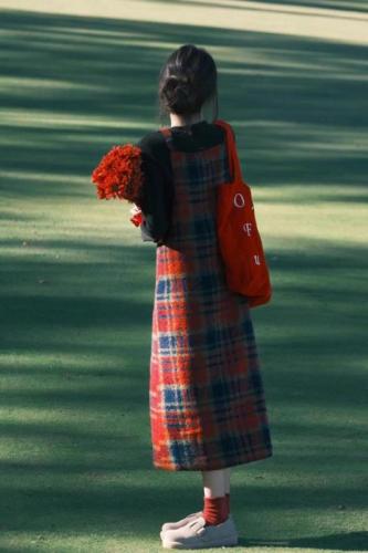 高级感英伦格子背带连衣裙子女秋冬季2024新款穿搭配一整套装长裙