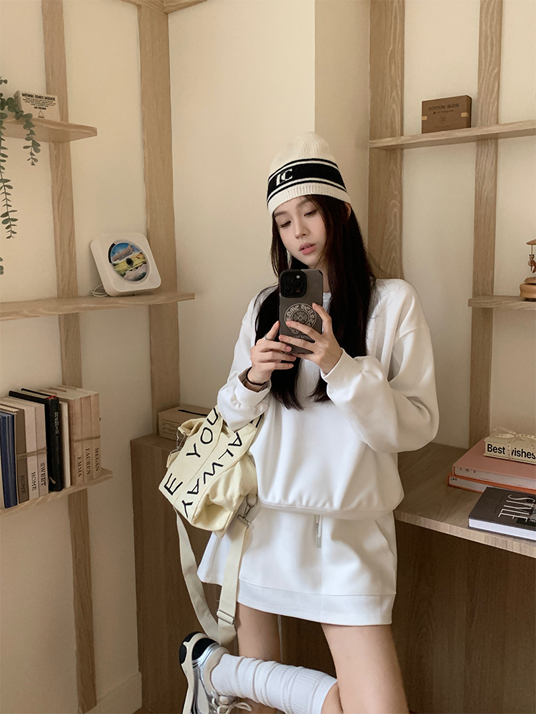 早春 減齡套裝~早春韓chic簡約人手一件百搭純色衛衣套裝