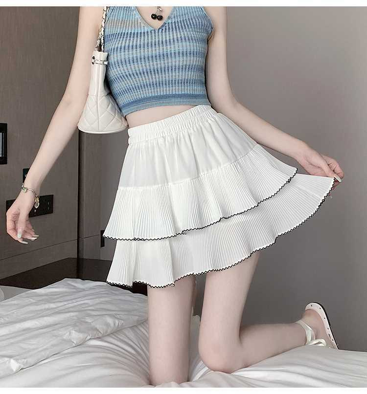 Spring and Autumn Cake Puff Skirt Ruffled Pleated Skirt