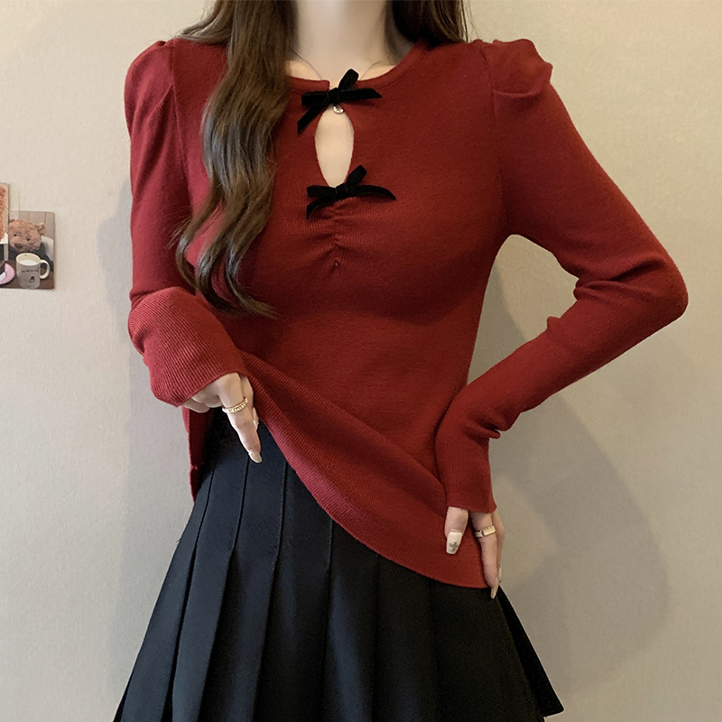 實拍大碼女裝2024春季新款設計感顯瘦修身百搭上衣休閒內搭針織衫