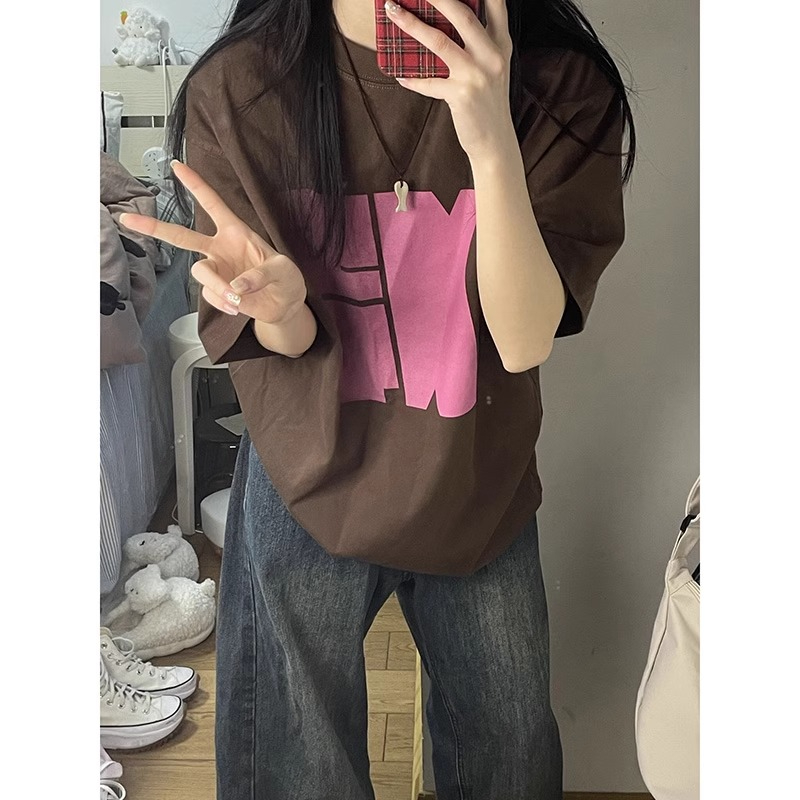 220克精梳緊密賽洛創意高級感趣味印花短袖T恤潮