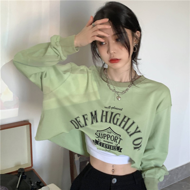 寬鬆不規則印花圓領衛衣女新款