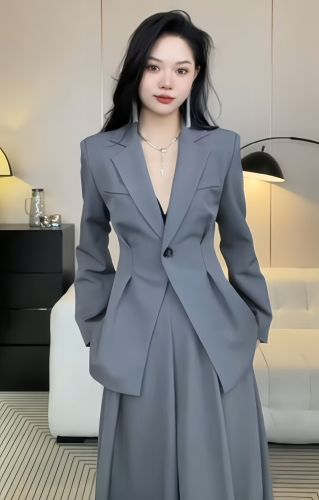 Night Paris 2024 Spring New Korean Style Advanced Design Simple Slimming Suit Skirt