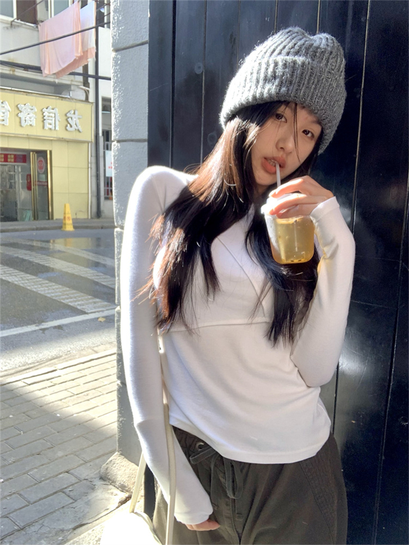 實拍   新款早春顯瘦內搭單穿長袖T