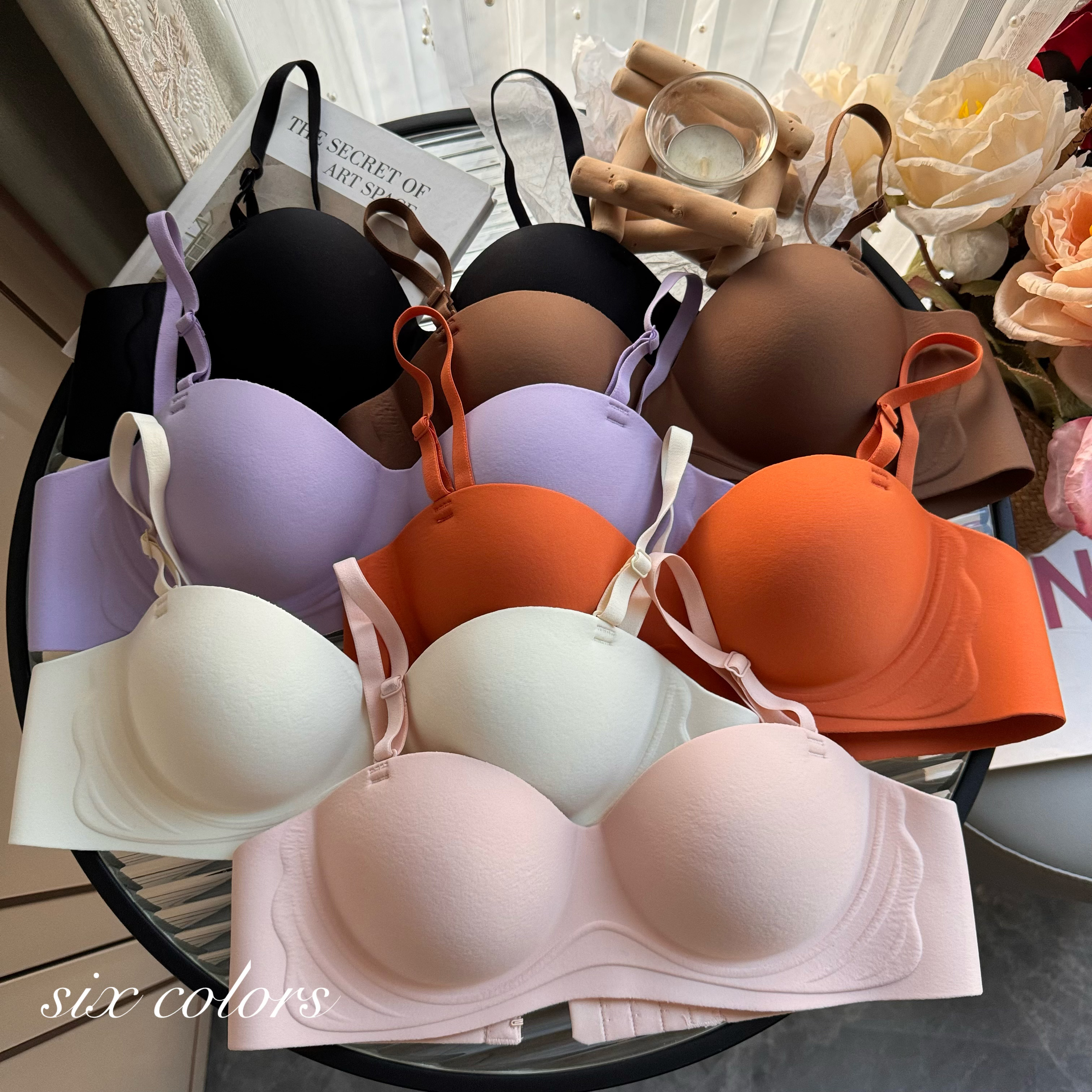 Real shot of underwear for women, seamless small breasts, big bra, no wires, push-up, comfortable and breathable girly bra