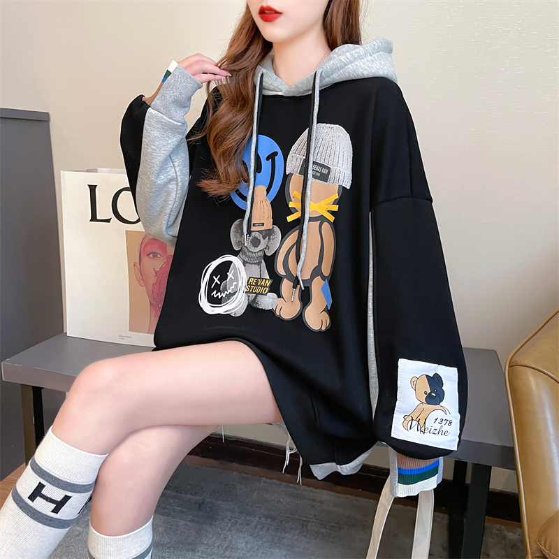 實拍320克仿棉華棉設計感韓版連帽衛衣女秋季上衣