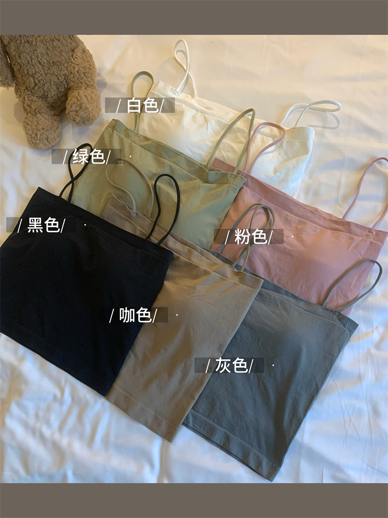 實拍~吊帶背心女防走光帶胸墊內搭長款上衣