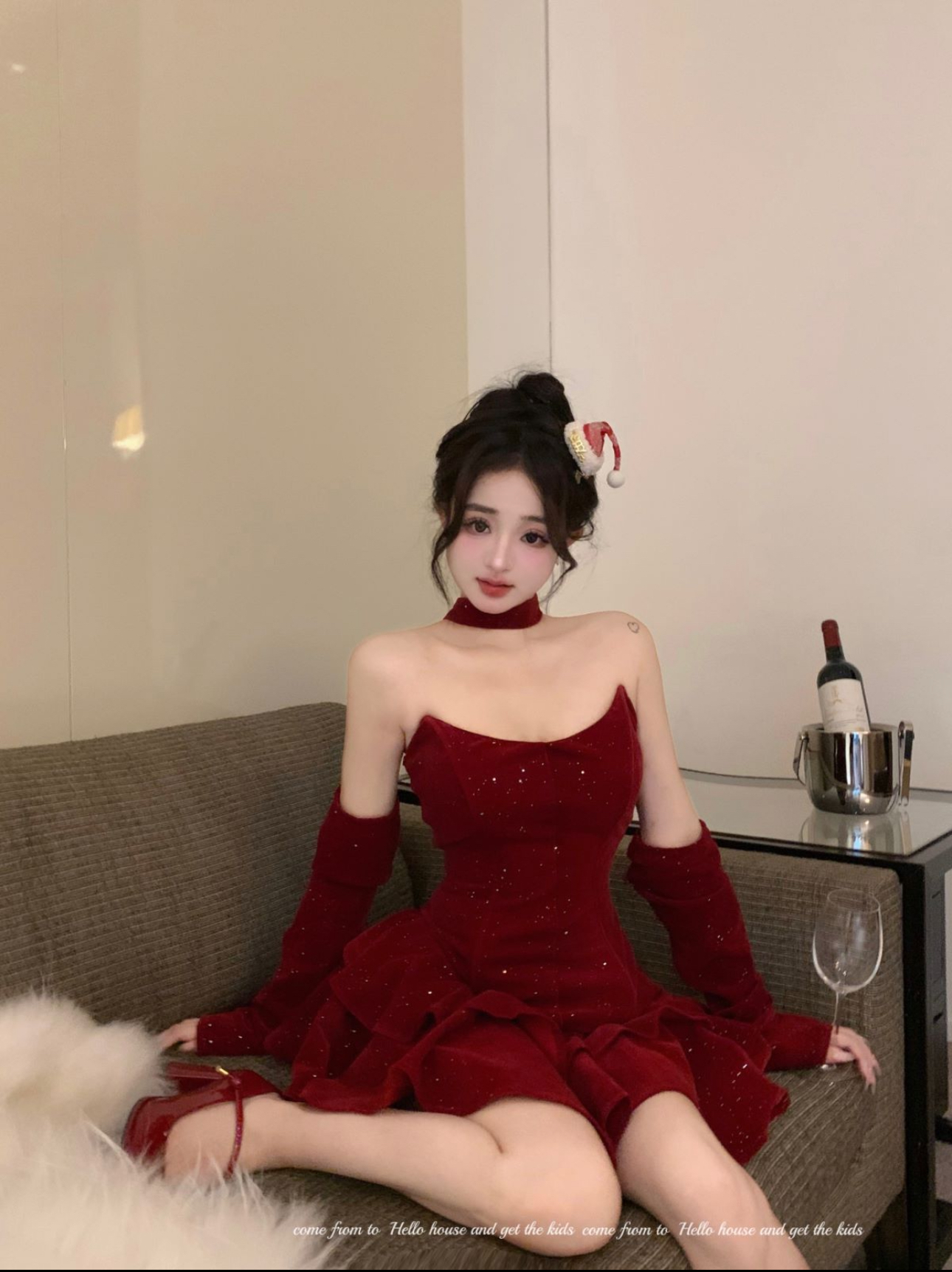 Actual shot of dress for women, exquisite shredded tutu skirt, velvet evening dress, tube top dress