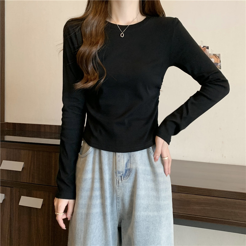 Actual shot of 2024 spring and autumn new style 2X2 Modal long-sleeved T-shirt for women with round neck and stylish top