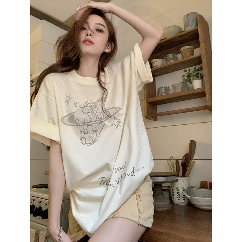 2024春夏新款重磅/精梳純棉 後包領 有縫邊 S-XXXL 夏裝短袖T恤女
