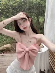 Actual shot of 2024 niche bow-tie beautiful back and small sling for women to wear outside and look slim with a vest top