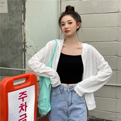 Original workmanship sun protection clothing women's long-sleeved outer wear spring, autumn and summer Korean style versatile loose thin cardigan jacket