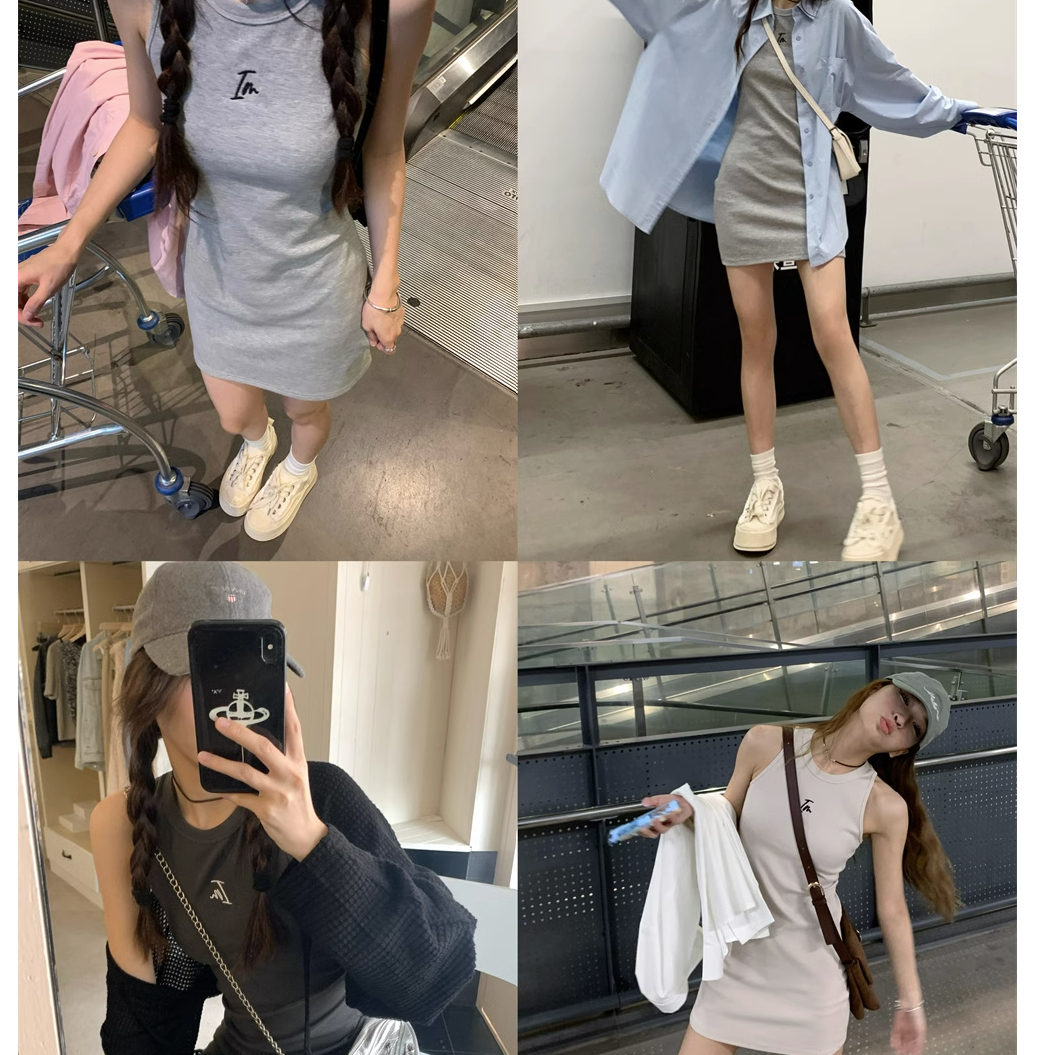 Huanghuangjia embroidered vest dress 2024 summer new style small sweet and cool hot girl slim hip skirt for women