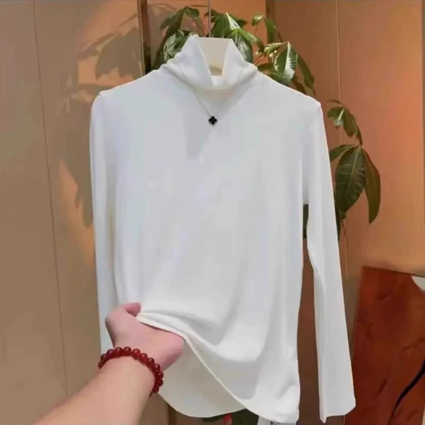 92 cotton 8 spandex high collar pinch waist bottoming shirt for women in autumn and winter, simple age-reducing long-sleeved T-shirt for women, trendy