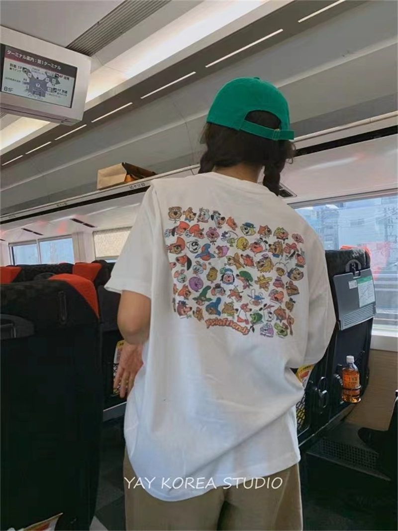 220克精梳緊密賽洛少女風可愛小熊印花短袖T恤